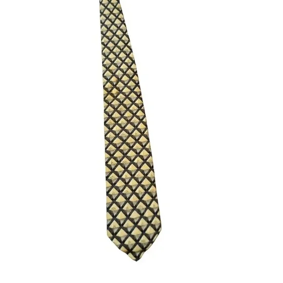 Vintage Ermenegildo Zenga Tie Gold Gray Patterns Made in Itlay 100% Silk - Picture 2 of 8